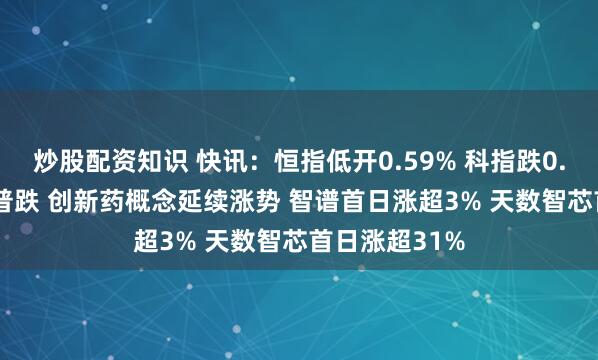 炒股配资知识 快讯：恒指低开0.59% 科指跌0.44% 科网股普跌 创新药概念延续涨势 智谱首日涨超3% 天数智芯首日涨超31%